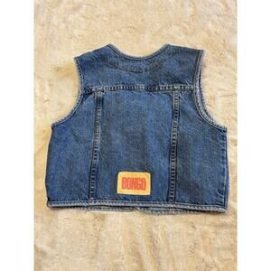 Vintage 90s BONGO Fitted Denim Vest Size XL V-Neckline Medium Wash 100% Cotton